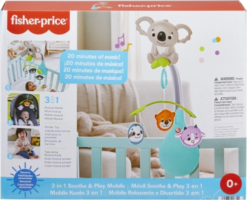 Vrtež nad posteljico in voziček s koalo FISHER-PRICE 3v1
