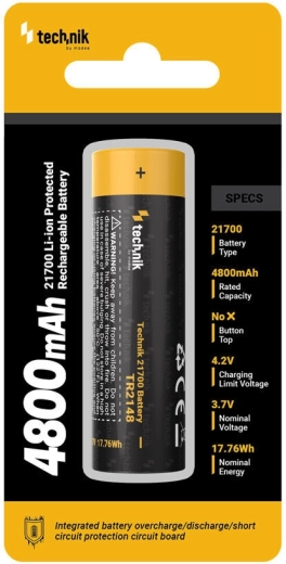 Polnilna Li‑Ion baterija Technik 21700 4800 mAh 3,7 V z zaščito