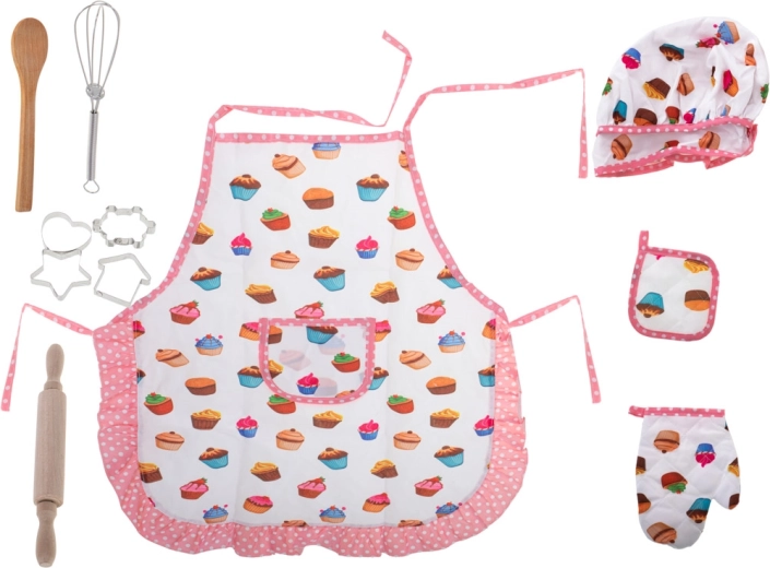 Otroški kuhinjski set z kapo, predpasnikom in orodjem