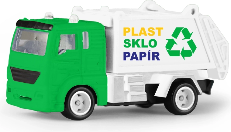 Kovinski smetarski tovornjaček 7 cm z odprtljivo keso