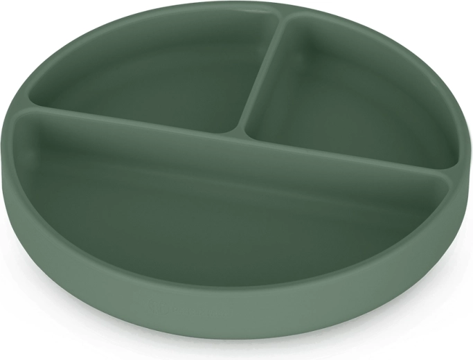 Petite&Mars silikonski deljeni krožnik s priseskom Take&Match misty green 6m+