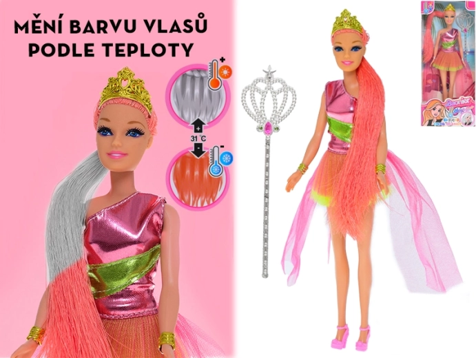 Punčka z lasmi, ki spreminjajo barvo, z dodatki 29 cm