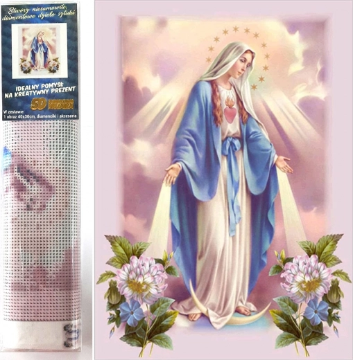 Diamantno slikanje Devica Marija 30 × 40 cm