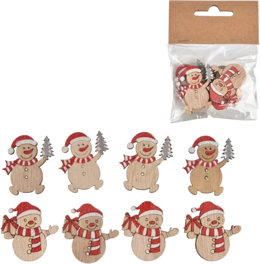 Leseni snežaki bež – set 8 kosov, 3,5 cm