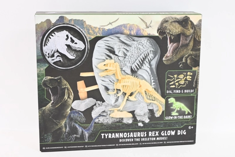 Jurski svet Mali paleontolog – izkopavanje okostja T-Rexa, ki sveti v temi