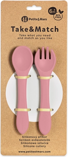 Petite&Mars silikonski pribor take&match dusty rose 6m+