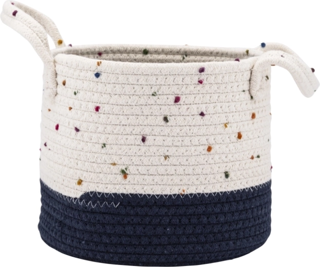 Pleteni shranjevalni košarica belo–temno modra 22 × 22 × 18 cm