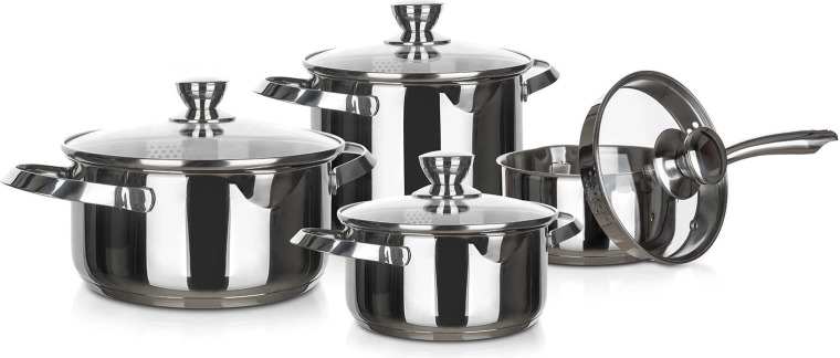 Nerjavno jeklen komplet posode EMBASSY, 8 delov