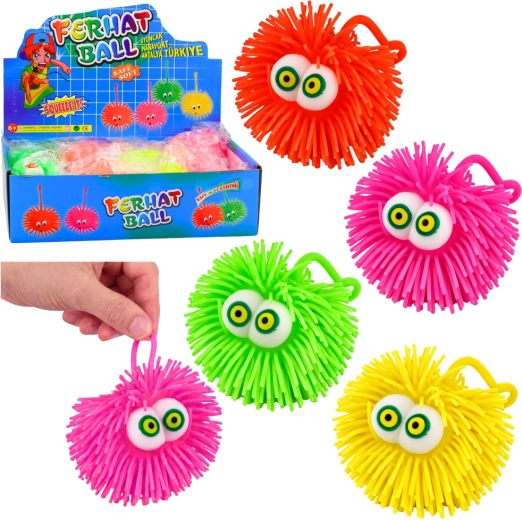 Svetleča puffer žogica z očmi LED – antistresni senzorični gniotek, mešanica barv
