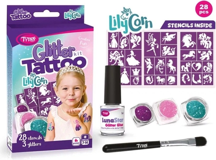 Komplet bleščečih tatujev LilyCorn