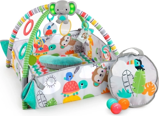 Hanging toys and a musical elephant with lights