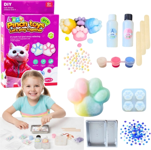 Ustvarjalni DIY komplet za izdelavo squishy mačje tačke, 28 delov