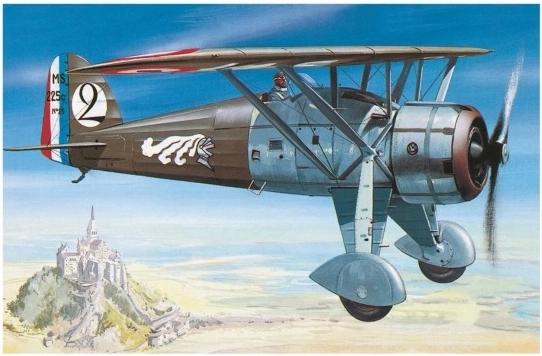 Model Morane Saulnier MS 225 1:72 9,2 x 15,4 cm v škatli 25 x 14,5 x 4,5 cm