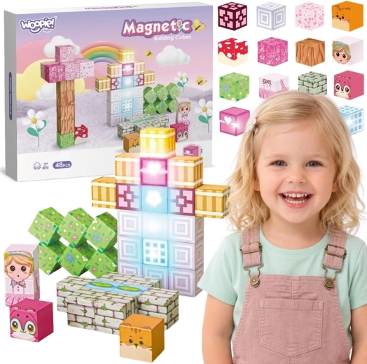 Woopie magnetne gradbene kocke 48 kos Montessori 3D