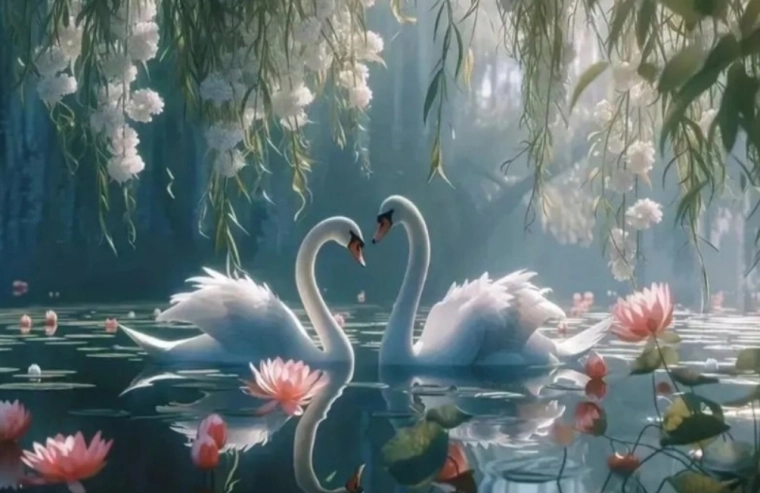 Diamantno slikanje labodov 30 × 40 cm