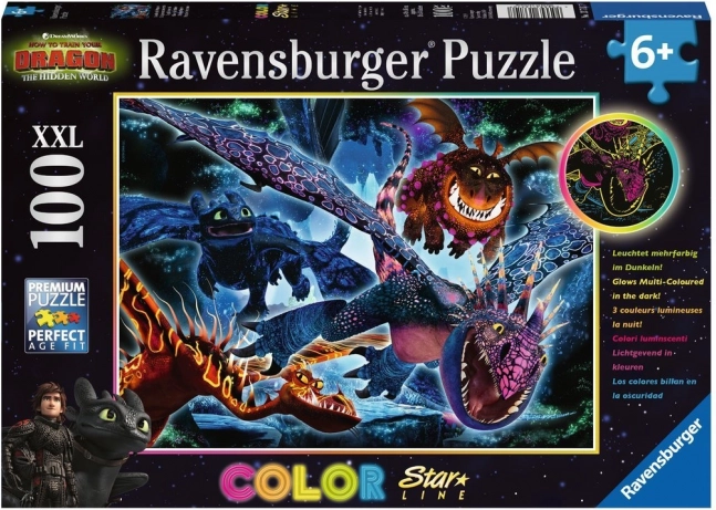 svetleče puzzle Kako izuriti zmaja 3 XXL 100 koščkov – Ravensburger
