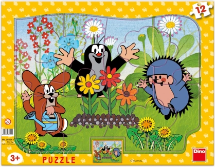 Dino papirnate puzzle Krt in vrtnar 12 kosov