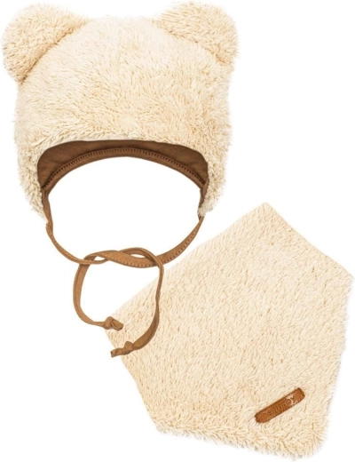 Zimski komplet za dojenčka New Baby Teddy bear kapa in rutka bež