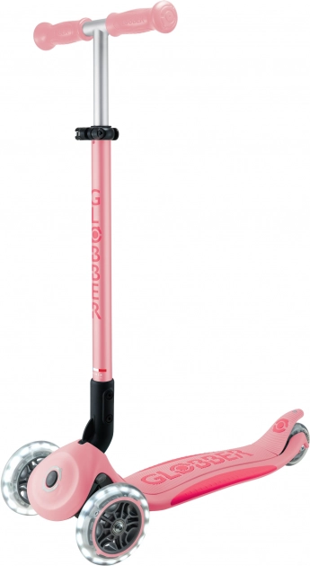Otroški trikolesni skiro Globber Primo Foldable Plus Lights V2 pastelno roza