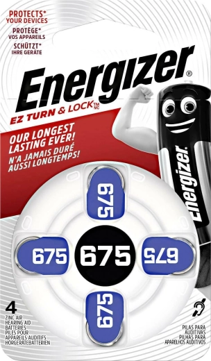 Gumbne baterije za slušne aparate 675, 1,4 V (4 kosi) Energizer