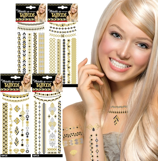 Kovinske začasne tetovaže – 4 slogi