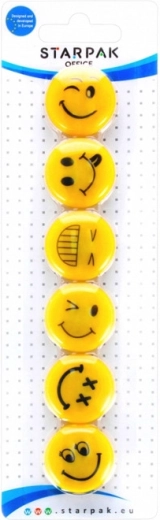 Smiley magnets 3 cm (pack of 6 pcs)
