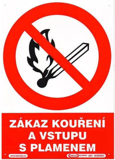 Varnostna tabla Prepovedano kajenje in vstop z odprtim ognjem A4 plastika