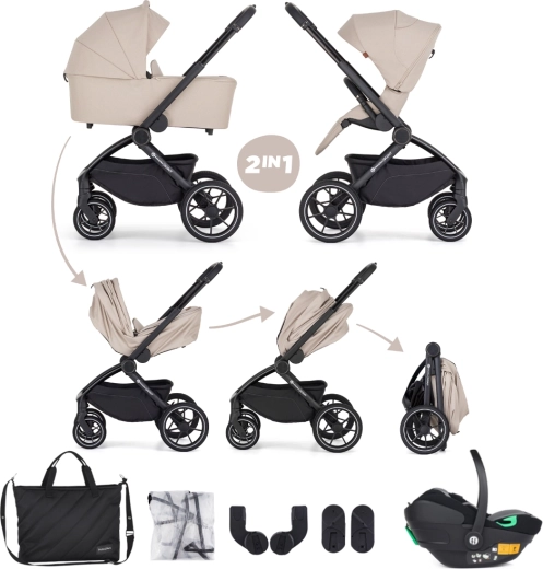 Petite&Mars kombinirani otroški voziček Scout 3v1 anthracite moon z avtosedežem Core Pro i-Size