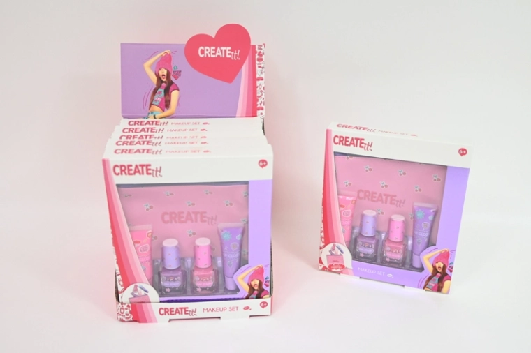 Create It! otroški kozmetični set rožnato-vijoličen s kozmetično torbico