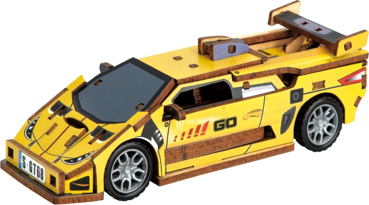2Kids Toys 3D lesena sestavljanka športni avto rumen