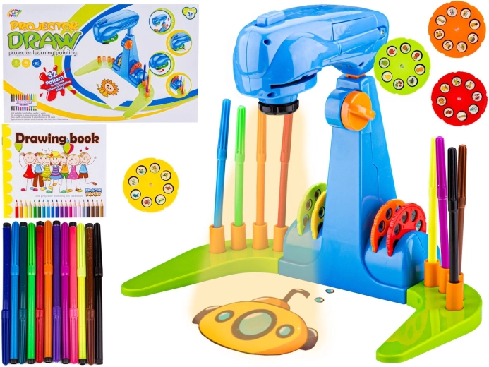 Children’s tracing and drawing projector with accessories – blue