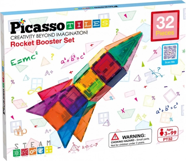 Magnetna sestavljanka PICASSO TILES – raketa, 32 delov