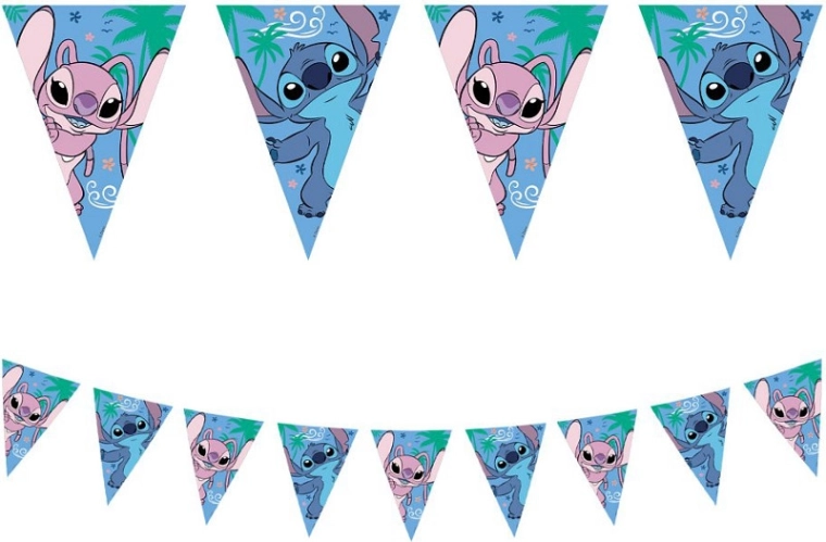 Papirnat prapor z zastavicami STITCH & ANGEL Disney