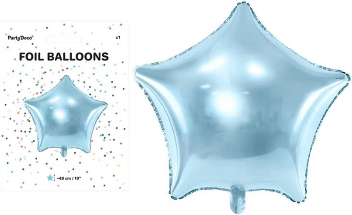 Folijski balon v obliki zvezde, svetlo moder, 48 cm