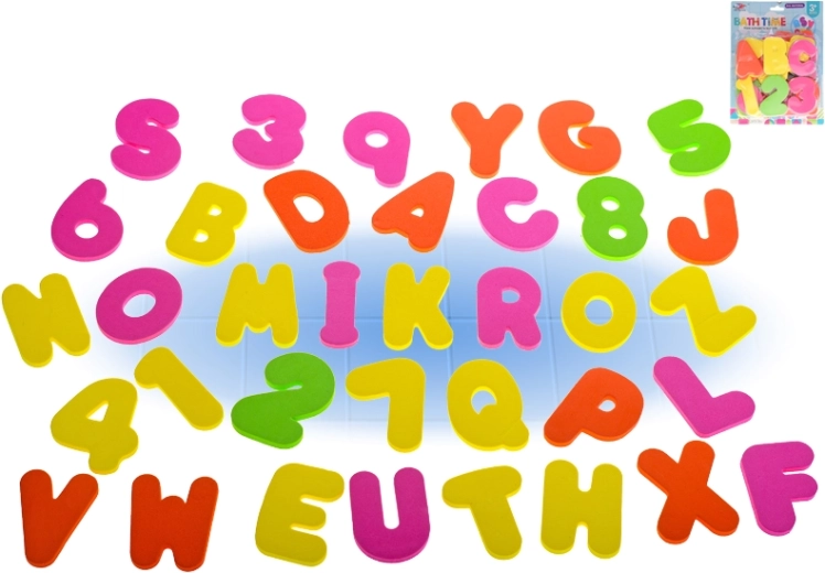 Pena črke in številke za v kopel – izobraževalni set 36 kosov