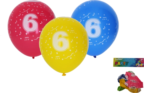 Baloni 30 cm s številko 6 – komplet 5 kos