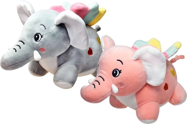 Plišasti stoječi slonček z mavričnimi krilci 18 × 24 cm