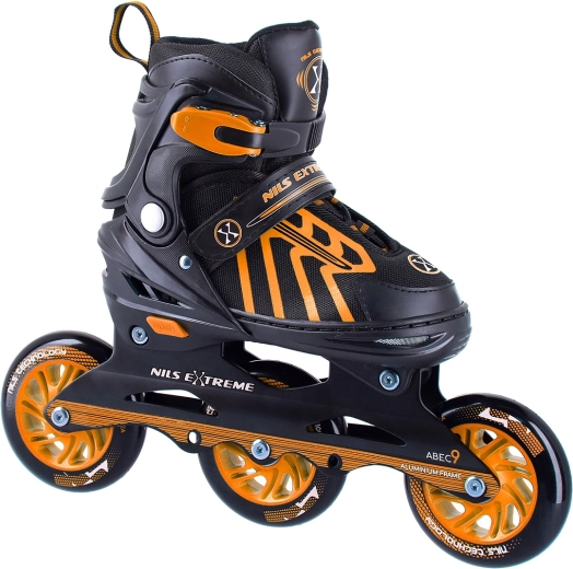 Kotalke NILS Extreme s tremi kolesi 100 mm, oranžne