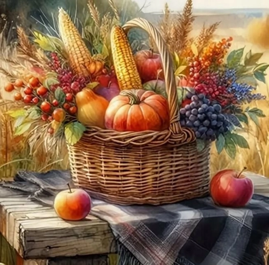 Diamantno slikanje Jesenska košara 30 × 40 cm