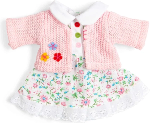Bigjigs Toys cvetlična rožnata oblekica in jopica za punčko 28 cm