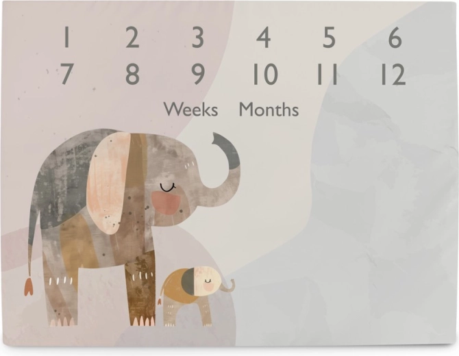 Ceba Baby mejnična podloga za fotografiranje Basic Elephant Family 92 × 72 cm