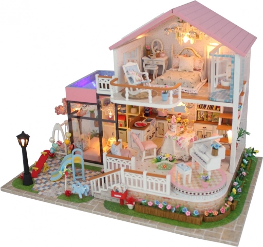 miniaturna hišica prikupna vila z LED osvetlitvijo
