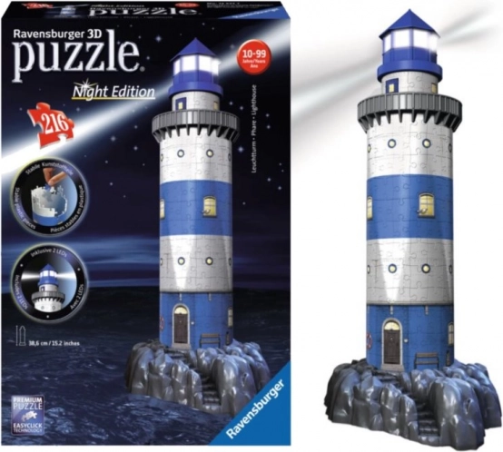 Ravensburger svetleči 3D puzzle svetilnik nočna edicija 216 kosov