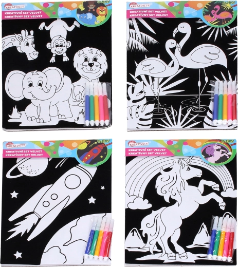 Kreativni žametni set 21,5 × 30 cm s 5 flomastri