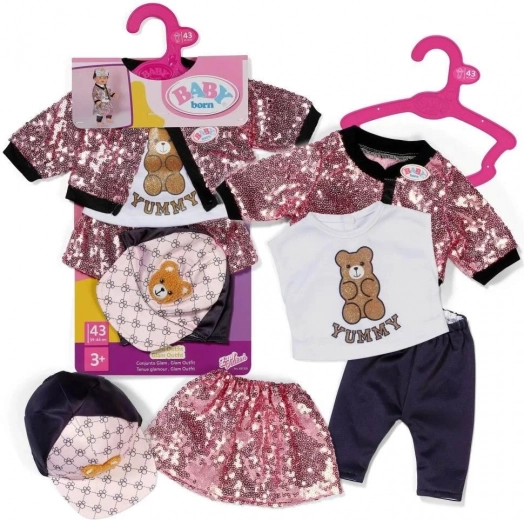 baby born glam outfit – petdelni komplet oblačil za punčke 43 cm