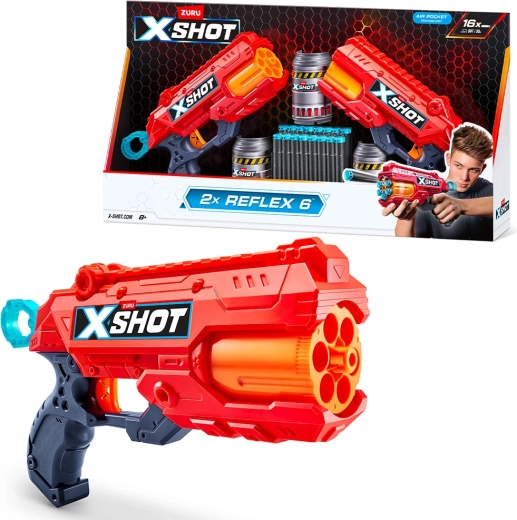 X-Shot Reflex 6 – set 2 pištol z pločevinkami in naboji