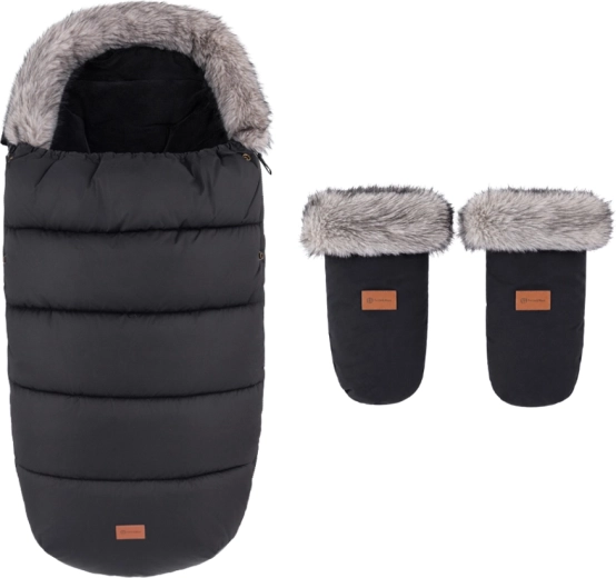 PETITE&MARS winter set: Comfy 4in1 footmuff + Fjora stroller gloves, forever black