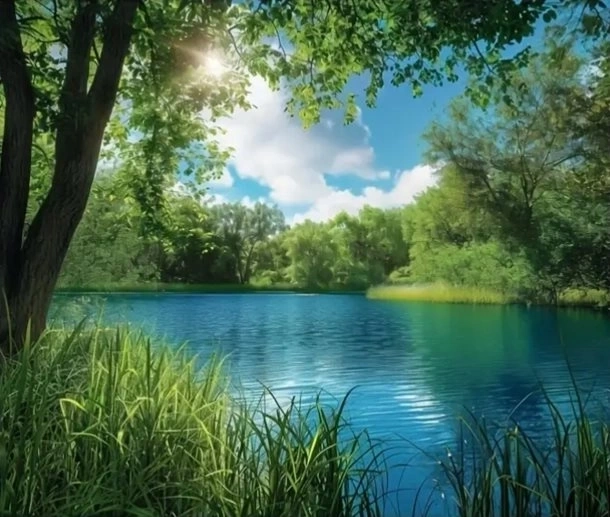 Norimpex diamond painting Green pond in the forest 30 × 40 cm