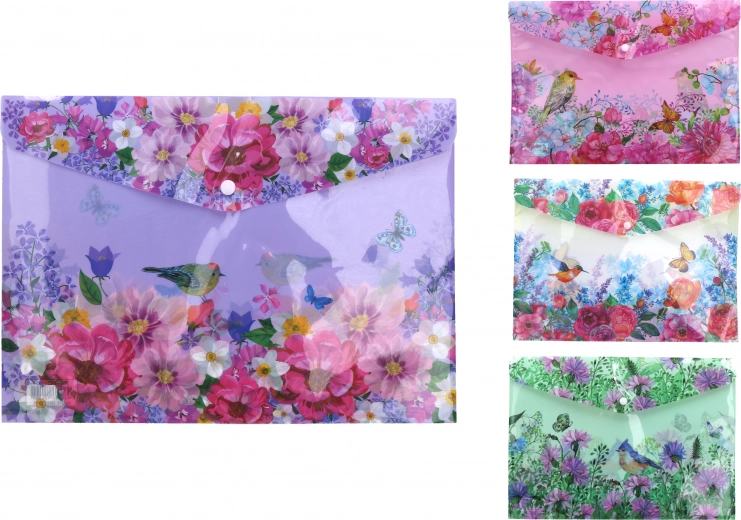 Mapa z gumbom 35 × 25 cm – cvetje