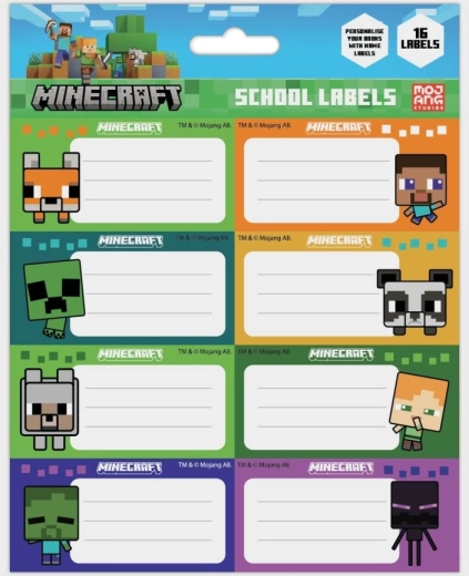 Minecraft imenske nalepke za zvezke – chibi